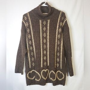 Sarah Chapman Vintage Oversized Sweater Turtle Neck Brown Size S